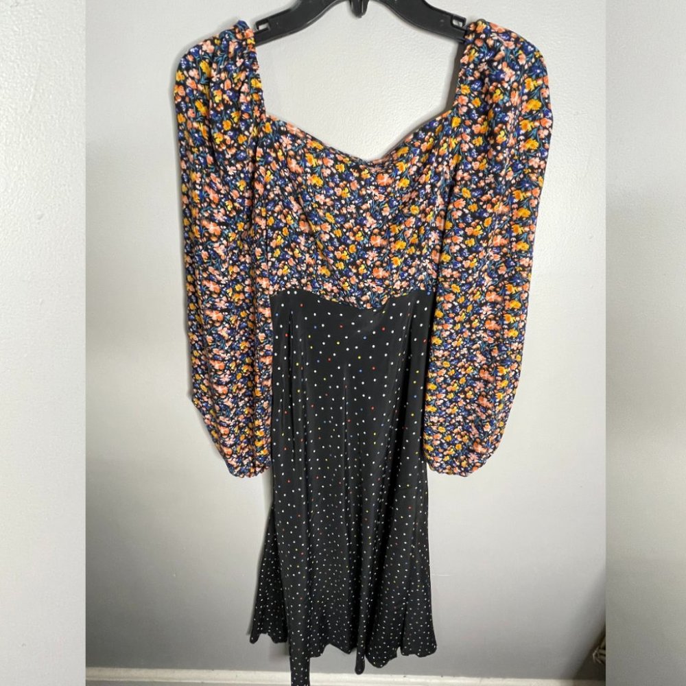 FLORAL AND POLKA DOTS DESIGNED MAXI DRESSโ